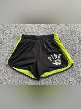 PINK Victoria's Secret Black Athletic Shorts with Neon yellow Accents